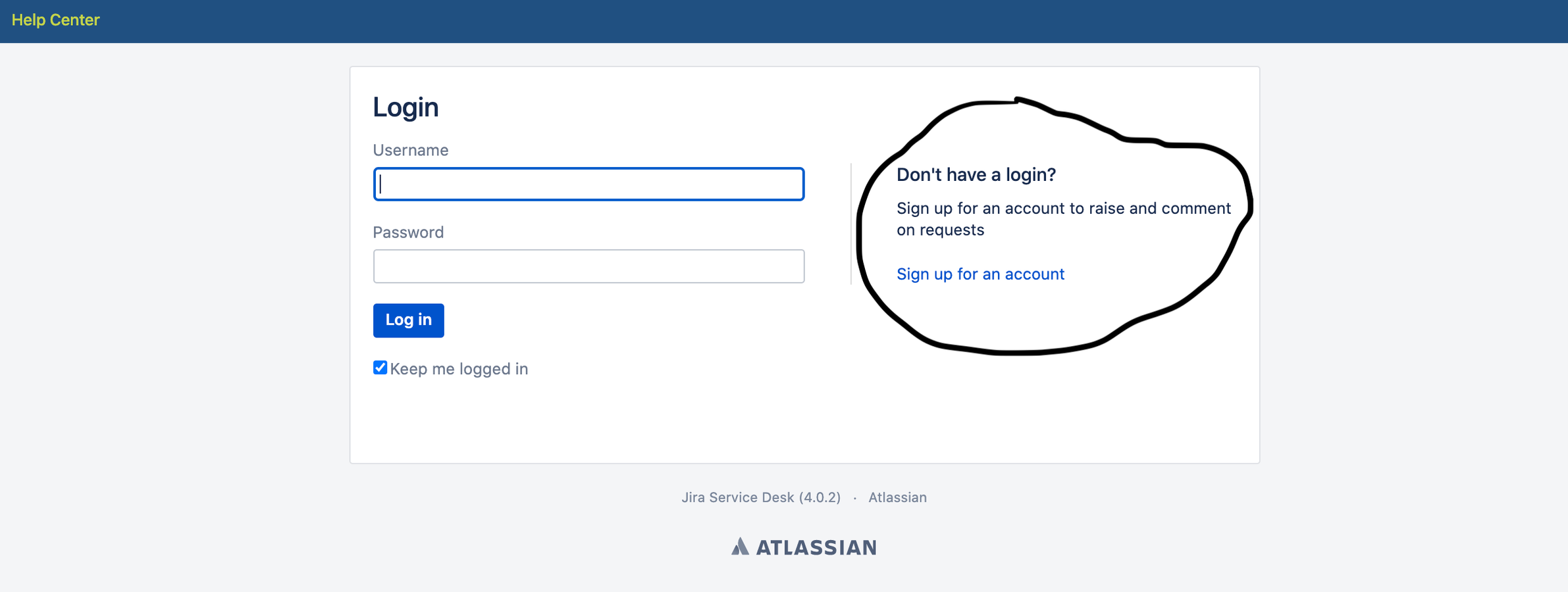 Hide the "Sign up for an account" in JSM