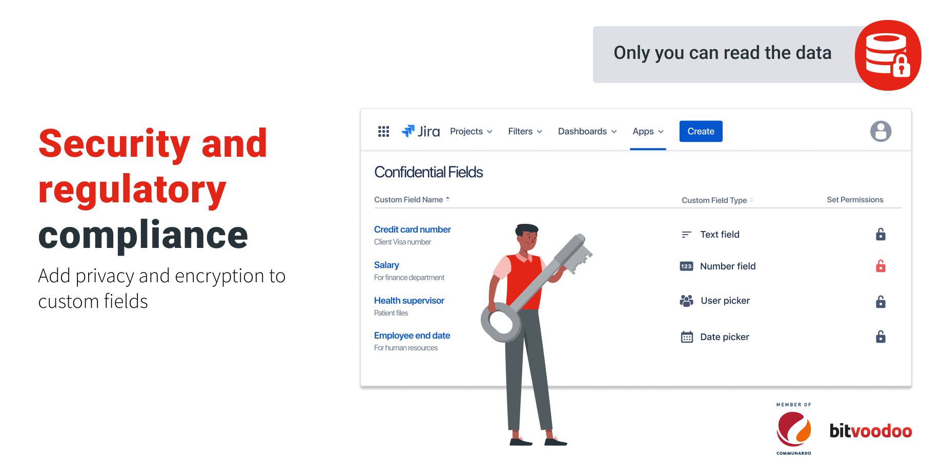 Security and regulatory compliance. Add privacy and encryption to custom fields.