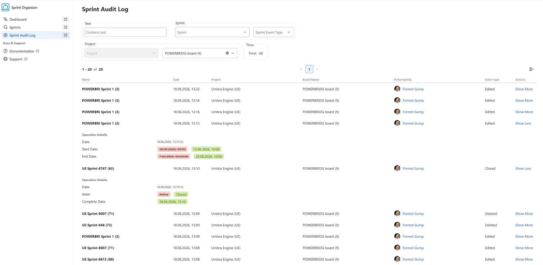 Track sprint changes with Audit Log and Deleted Sprint Tracking