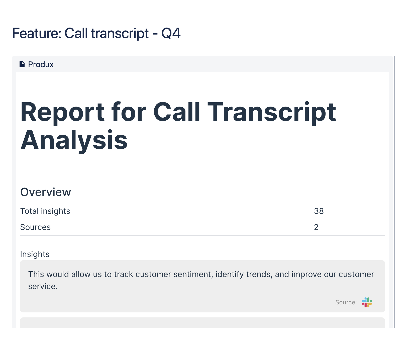 The screenshot showcases how the embedded report looks like.