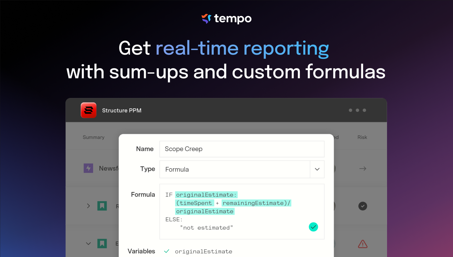 Calculate metrics based on real-time Jira information; sum up values within a few clicks; and group, sort & filter data.