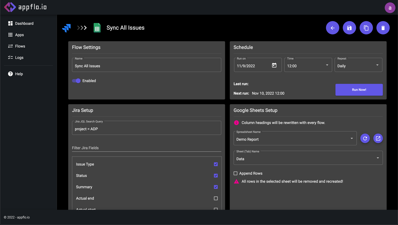 Flexible sync options