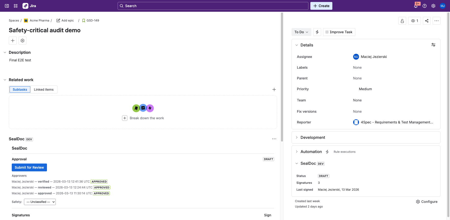 SealDoc — Electronic Signatures & Audit Trails | Atlassian Marketplace