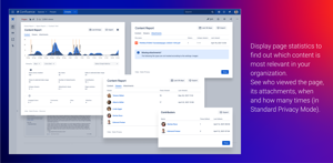 Display page statistics to find out which content is most relevant in your organization. See who viewed the page, its attachments, when and how many times (in Standard Privacy Mode)