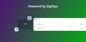 ZigiOps' filter fields for the Jira-Bitbucket integration. Select any source attribute - issue type, status, priority, assignee, and more -- to control exactly which records get processed, with no code required.