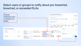 Notify users or groups of users about exceeded SLA