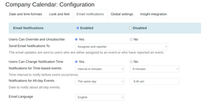 Enable email notifications to notify your team members about upcoming events. The notifications can be based on both event types, Jira and custom.
