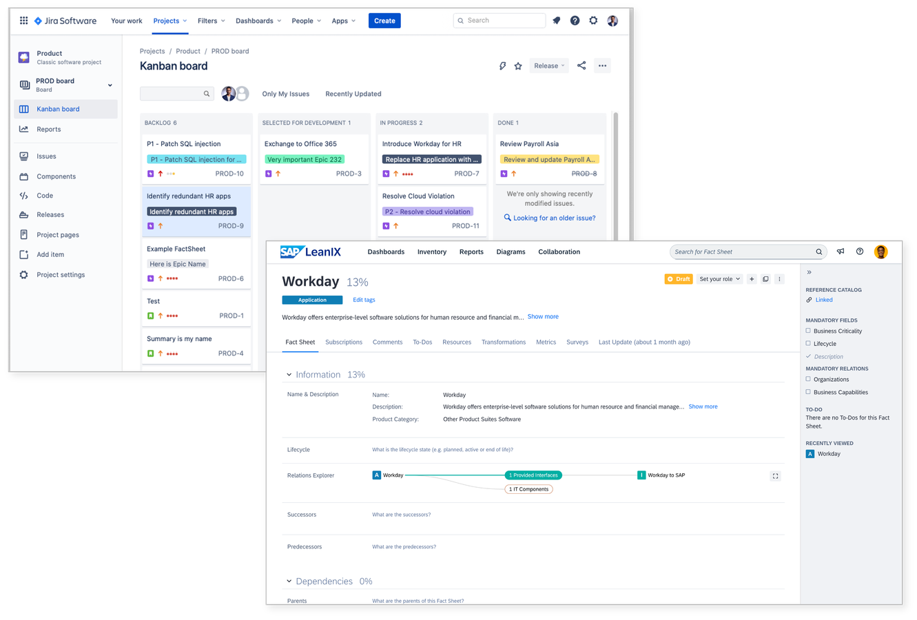 Track status updates live in SAP LeanIX