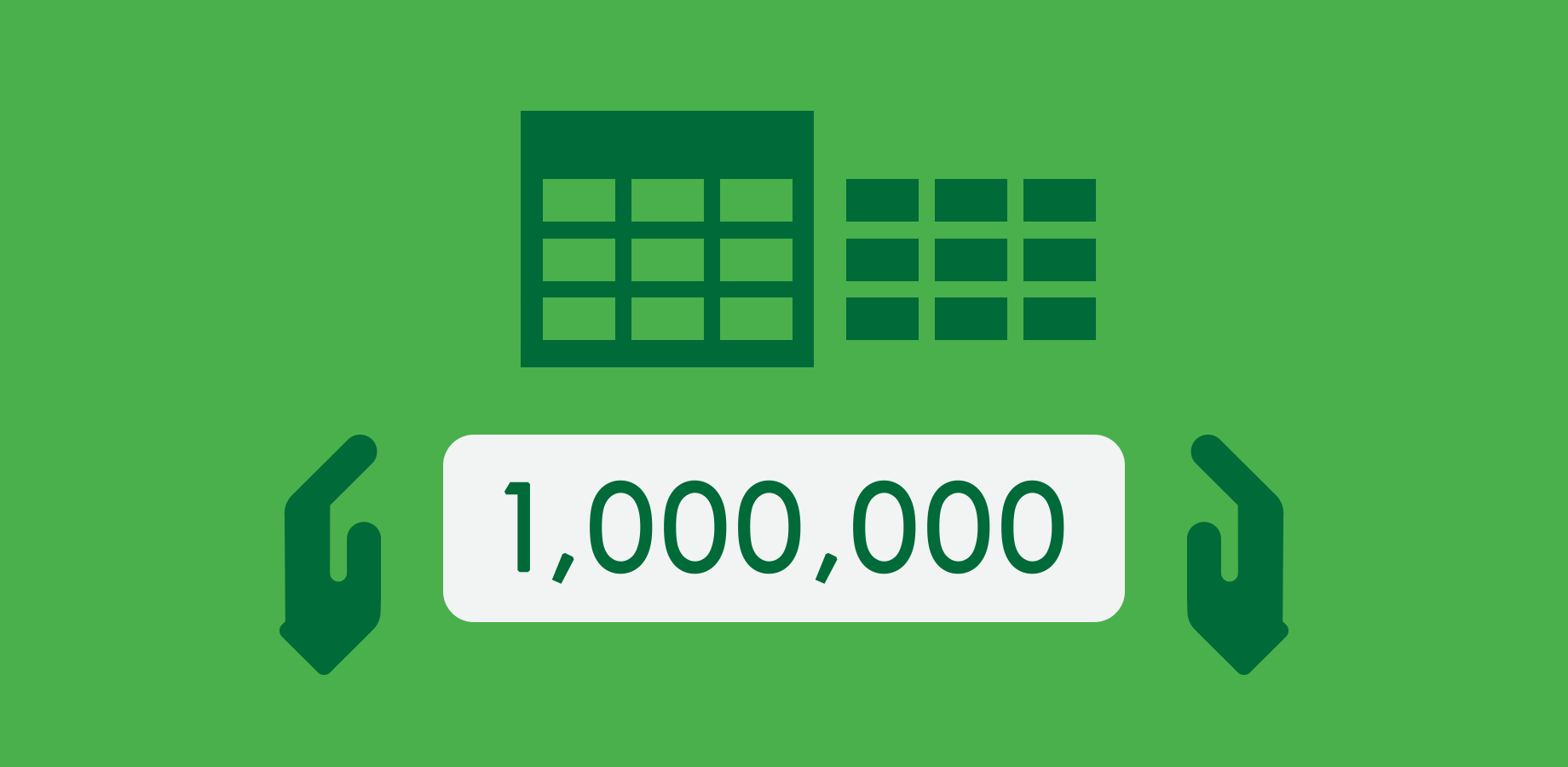 Compatible with Microsoft Excel and Google Spreadsheets. File formats include: .csv, .xls, .xlsx and more. Now with the ability to produce a spreadsheet with up to 1 Million cells.