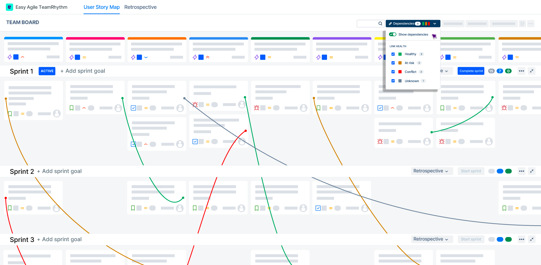 The user-friendly story map format supports user story mapping, backlog refinement, and sprint or version planning with tight Jira integration, transforming the flat Jira backlog into a meaningful picture of work.