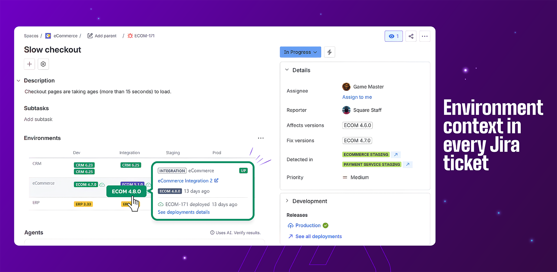 Environment context in every Jira ticket
