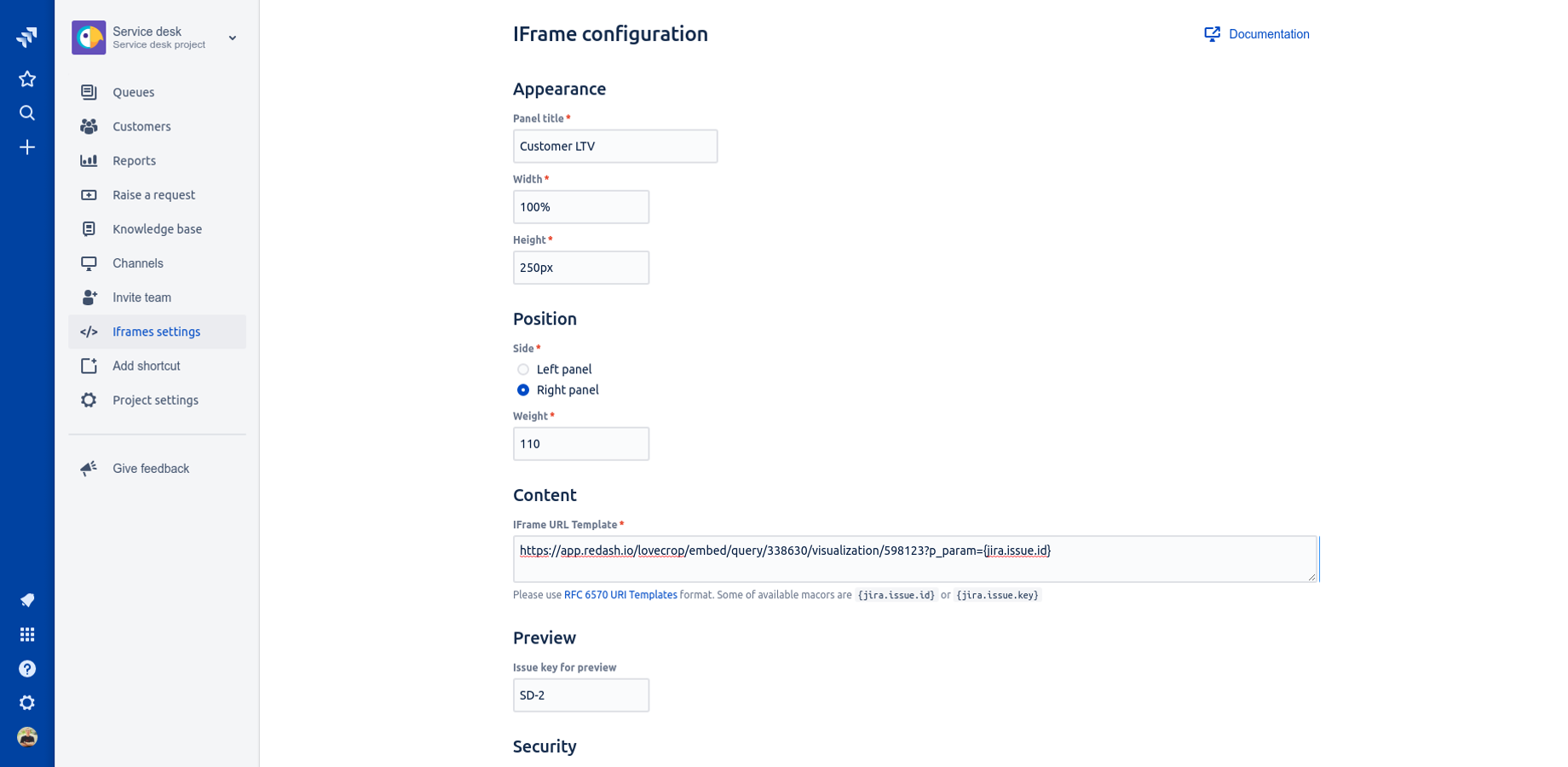 Per project configuration