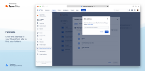 Find site — Enter the address of your SharePoint site to find your folders