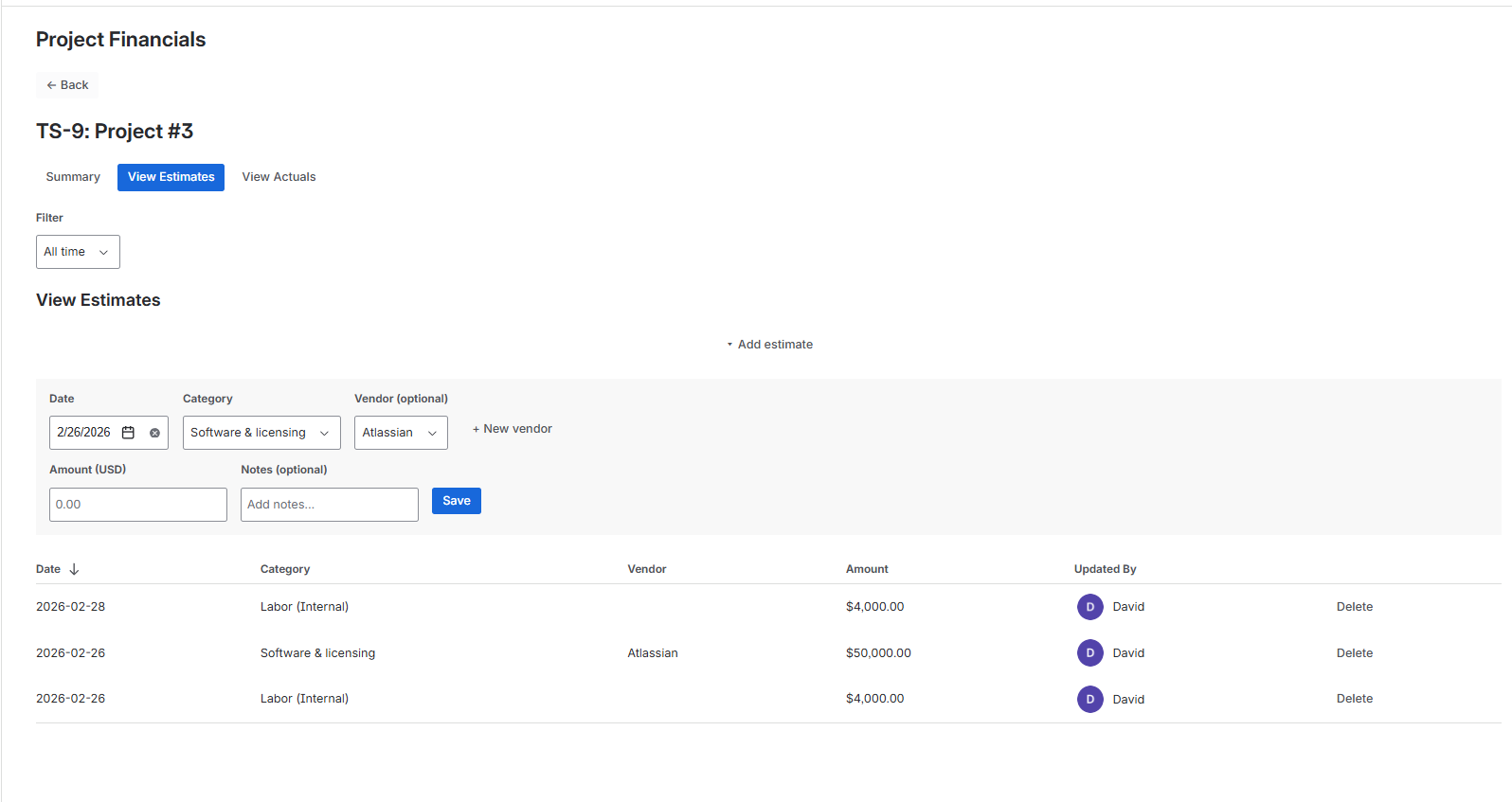 Track Estimates and Actuals