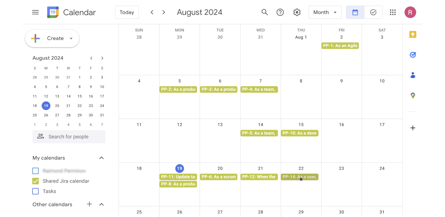 The synchronized Jira issues are displayed as Google calendar events. Changes in Jira are sent to Google and vice versa. Move Jira-based events in your Google calendar, edit an event summary or description.