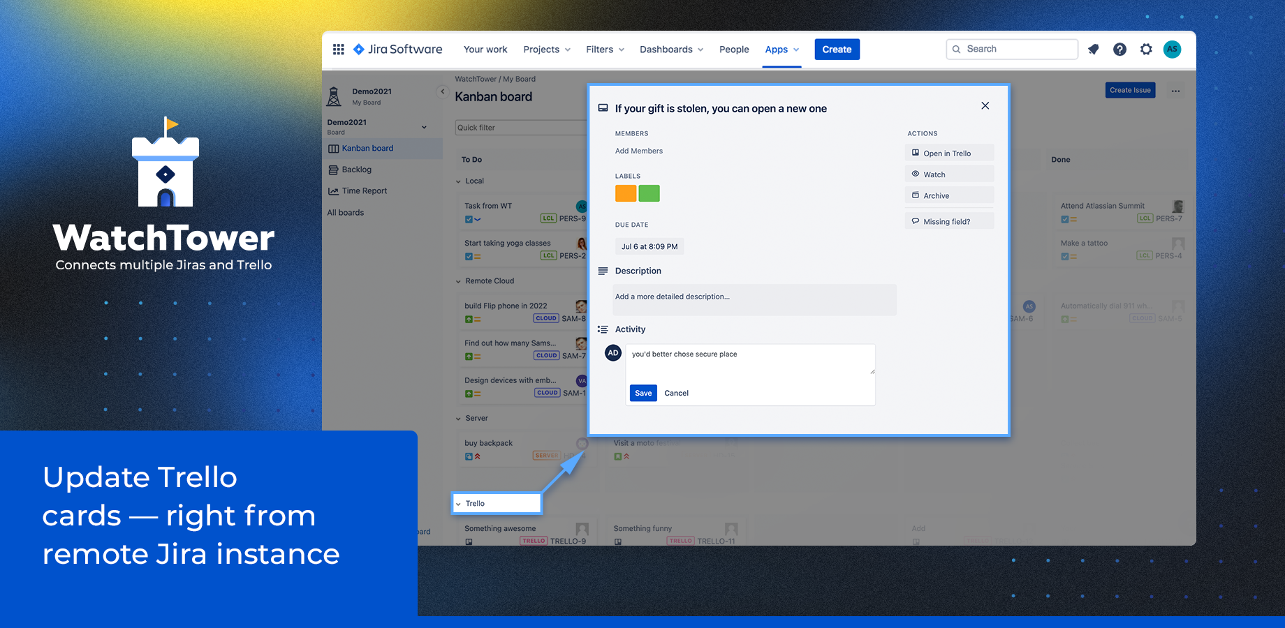 Easy to configure and adjust. Predictive suggestions and notifications. No storage of sensitive information. Splitting to swimlanes by Jira sources