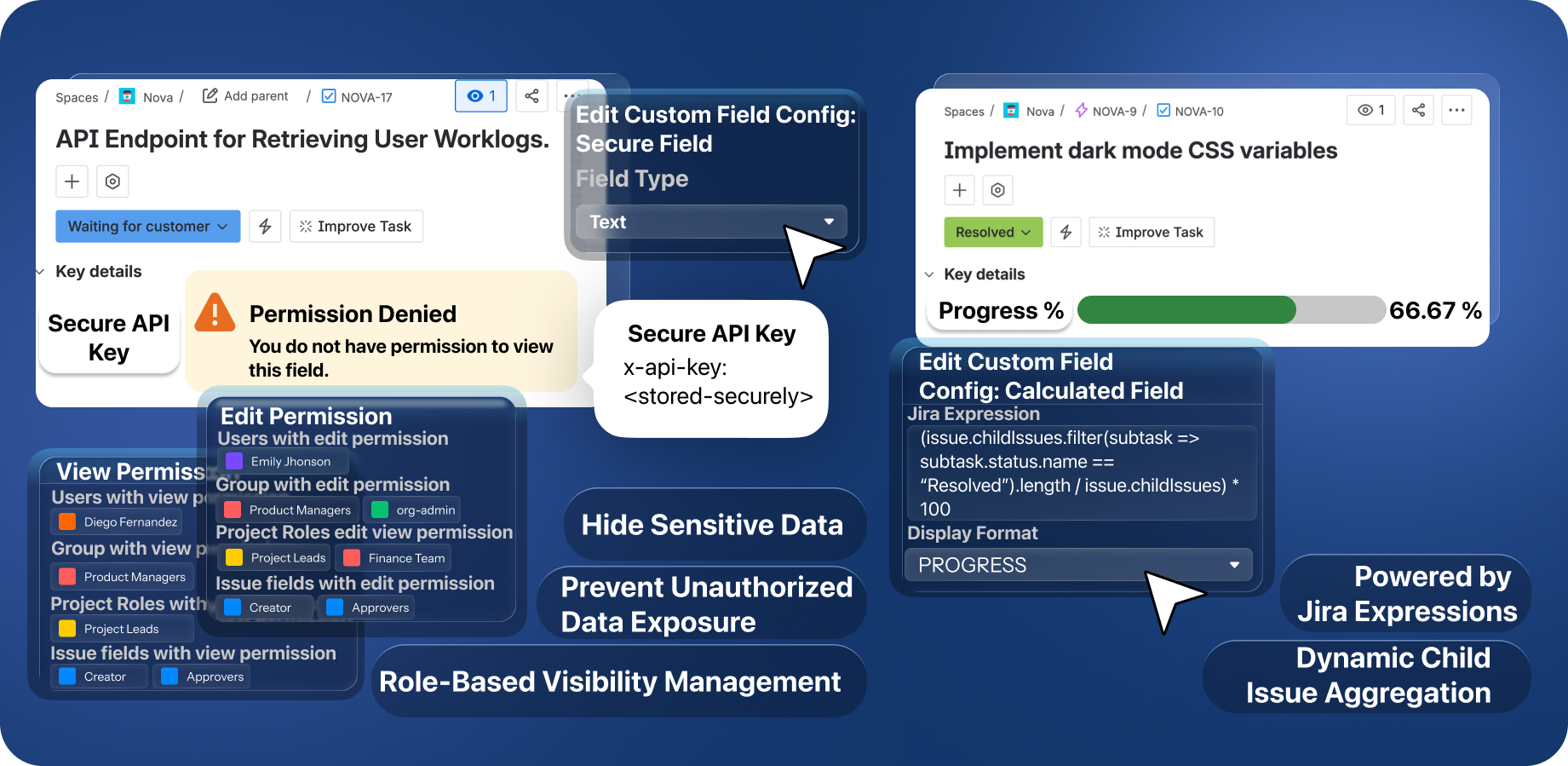 If none of our existing fields work for you, you can use the power of Jira expressions with our calculated fields