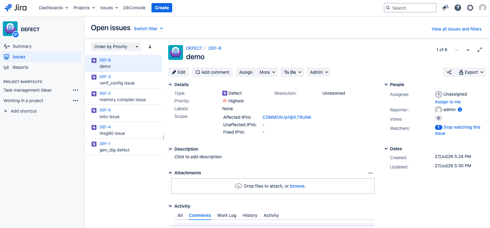 Jira scope field linked to IPLM