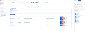 Space Overview Table Macro with configuration tab in edit mode of a page.