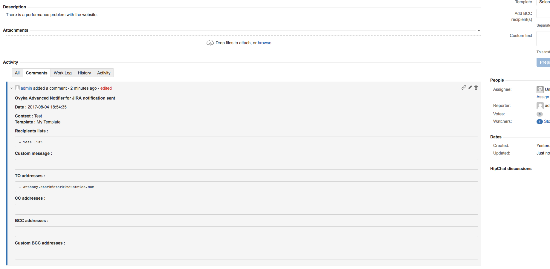 Track notifications in issue comments