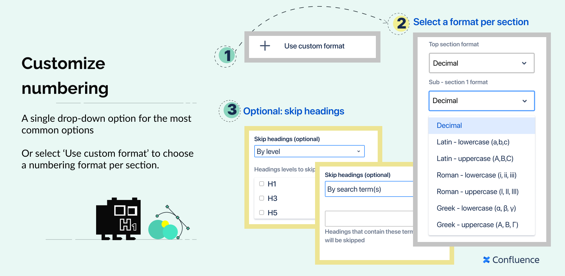 Customize heading numbers by section