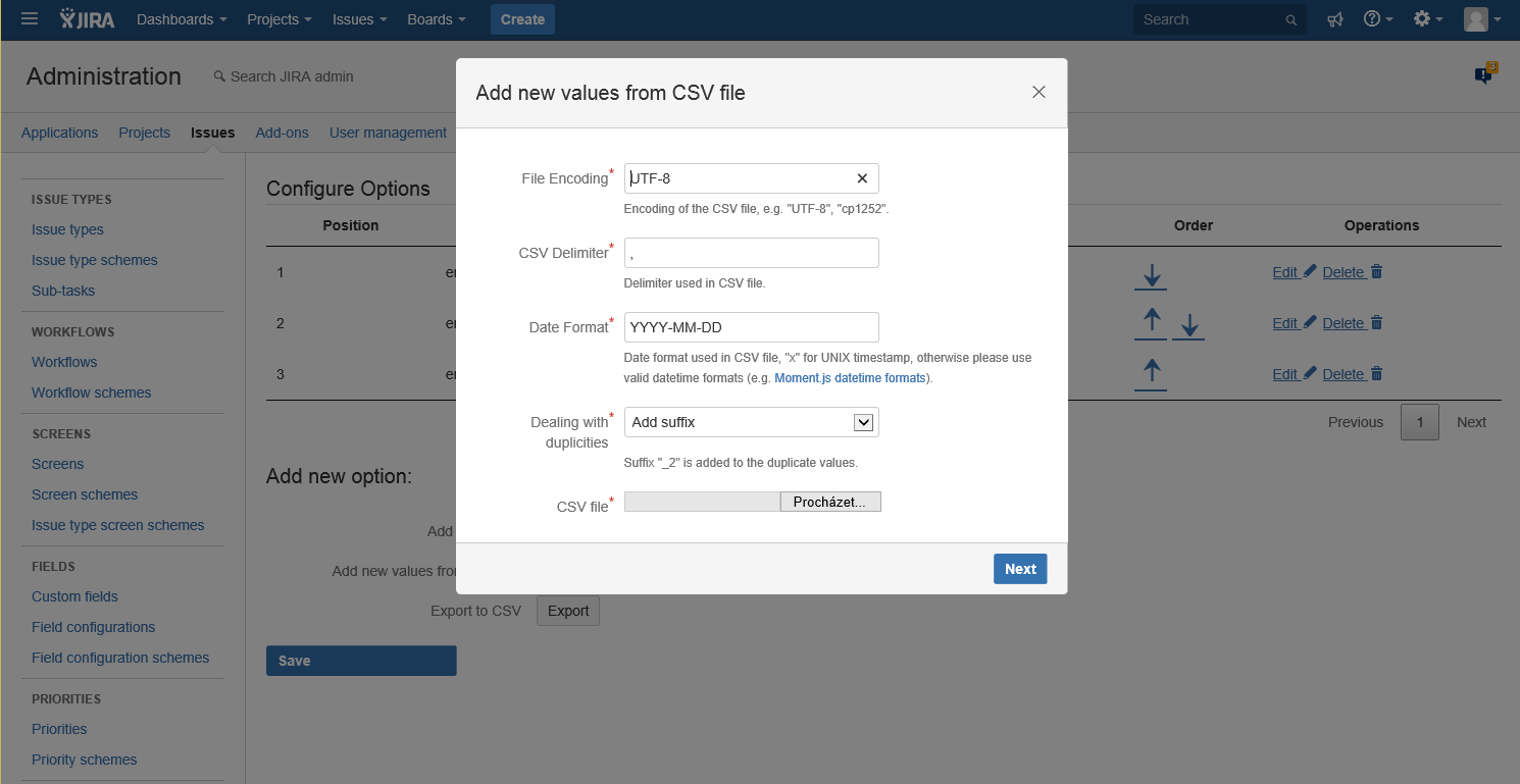 importing the values