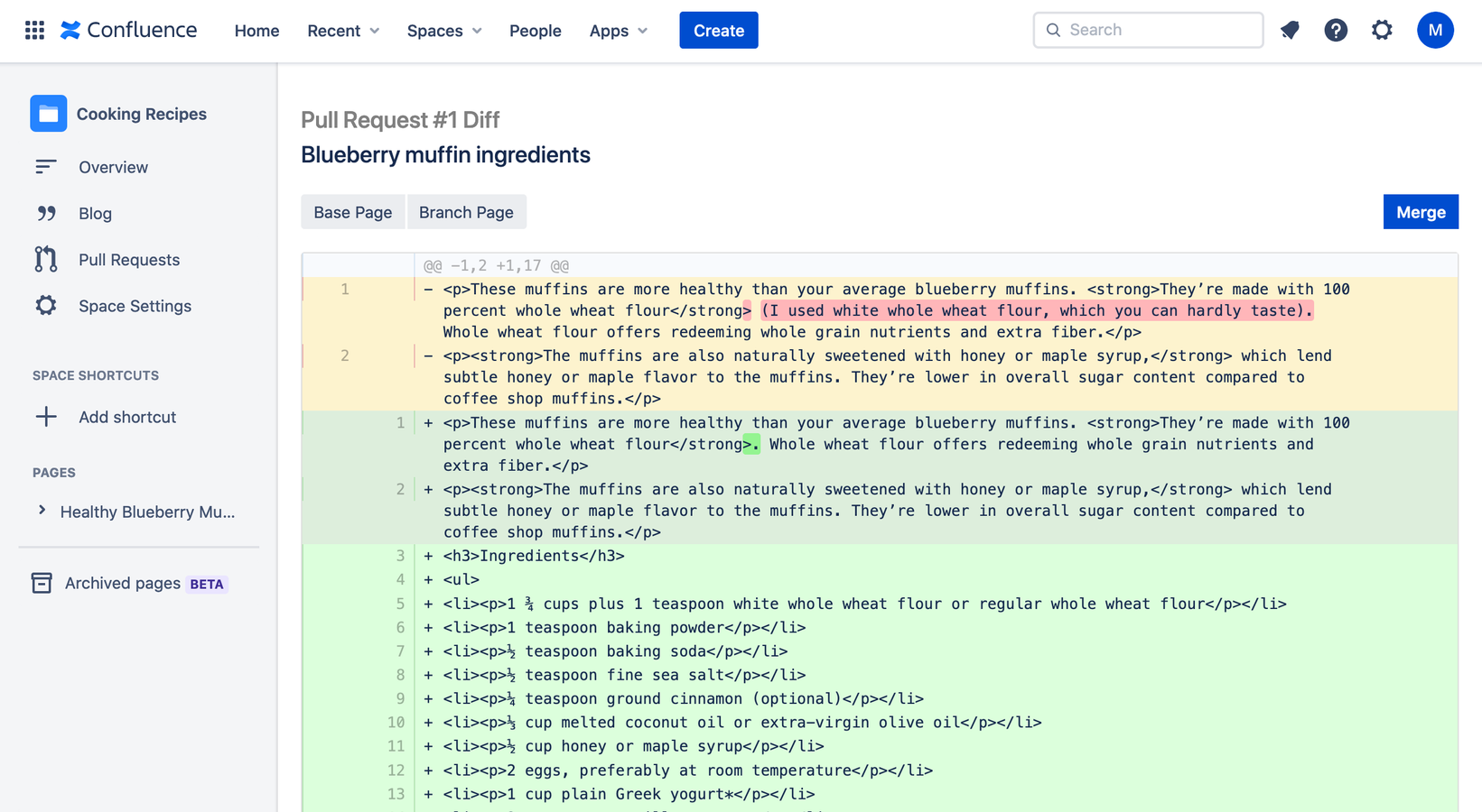 Pull request diff