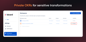 Private OKRs for sensitive transformations