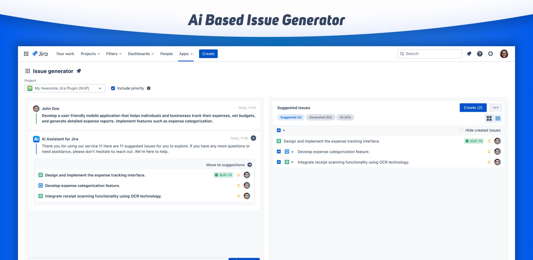 Select and enhance AI-suggested tasks with ease