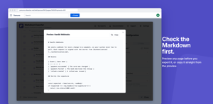Preview any page's Markdown before you export it, or copy it straight from the preview