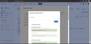 On clicking the "View" link, the user can see the discussions of the respective Work Item and add new comments to that Work Item.