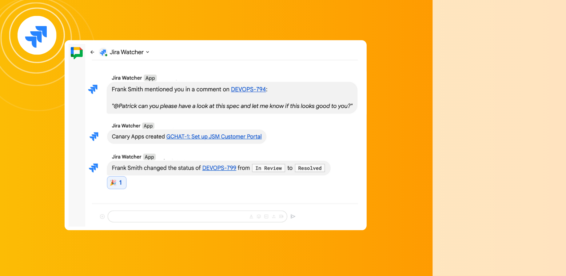 Seamless Jira project / ticket updates in Google Chat / Hangouts Chat
