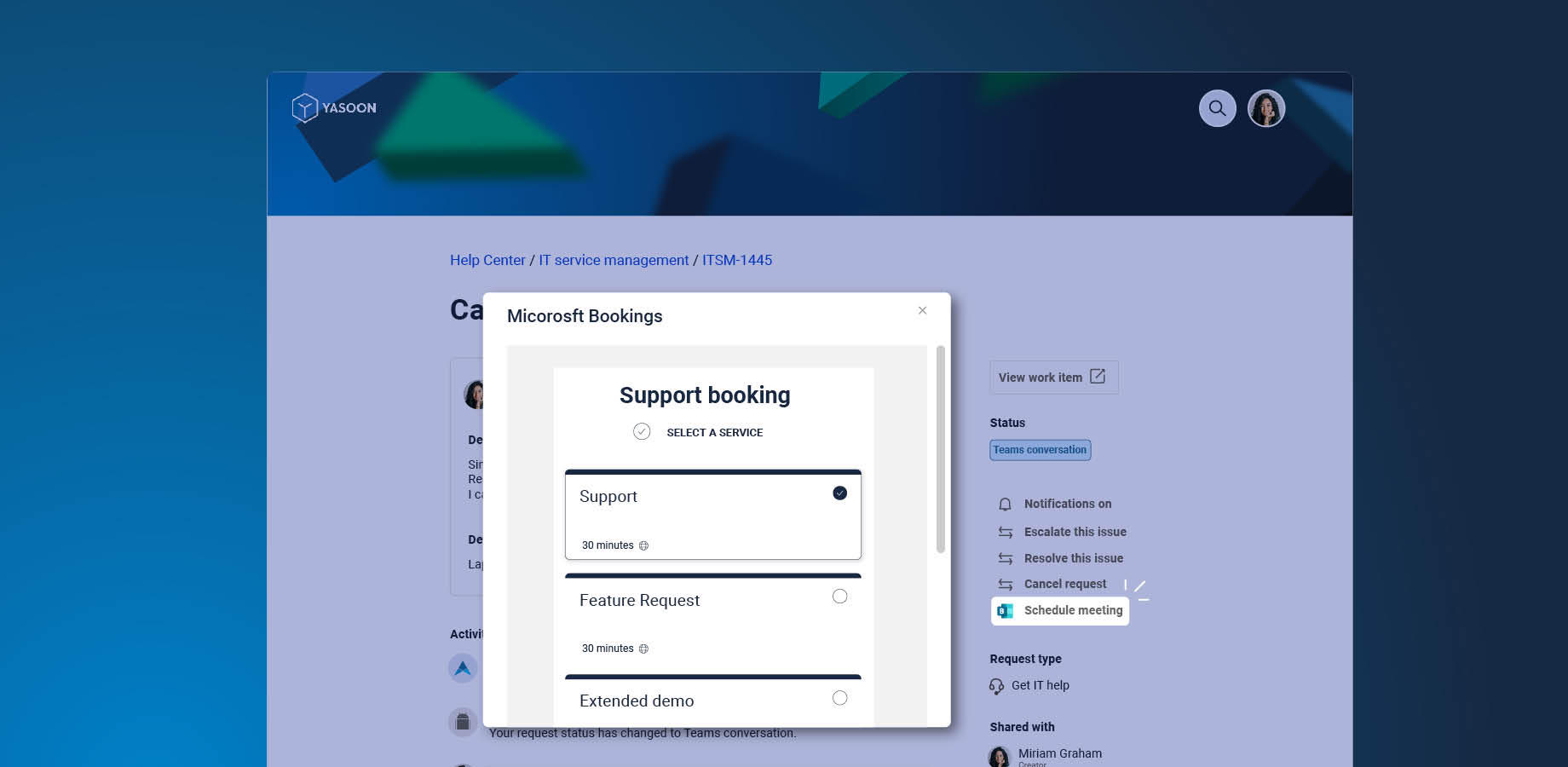 Let customers choose a convenient appointment time while keeping the booking connected to their JSM request.