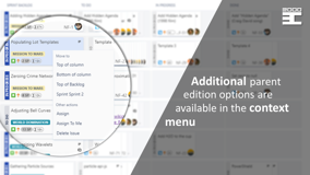 Additional parent edition options are available in the context menu