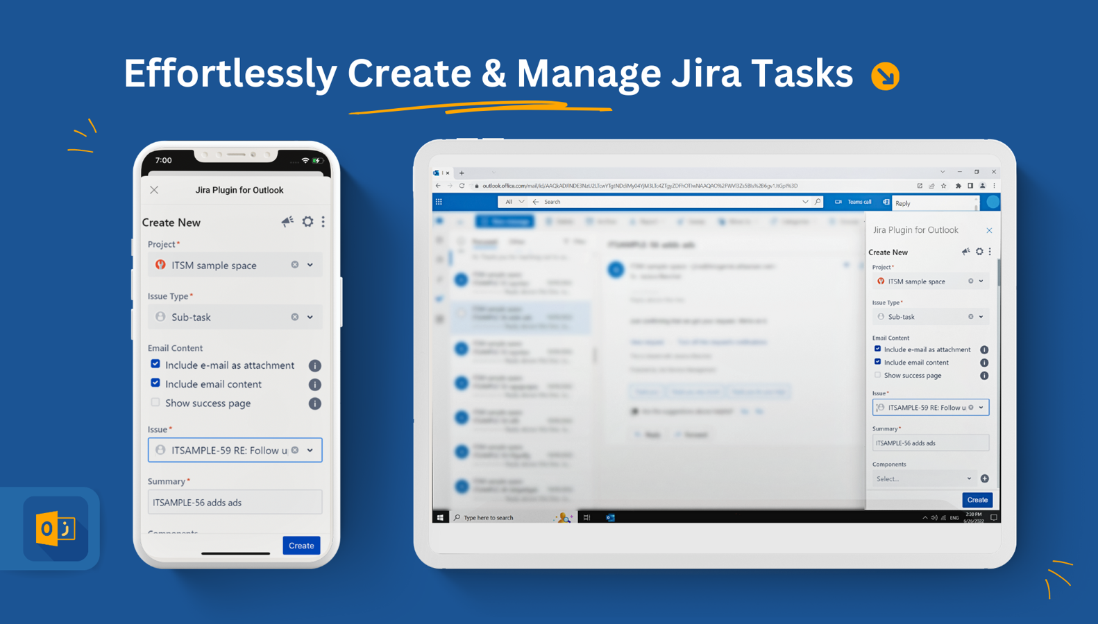 Generate & update Jira issue directly from Outlook