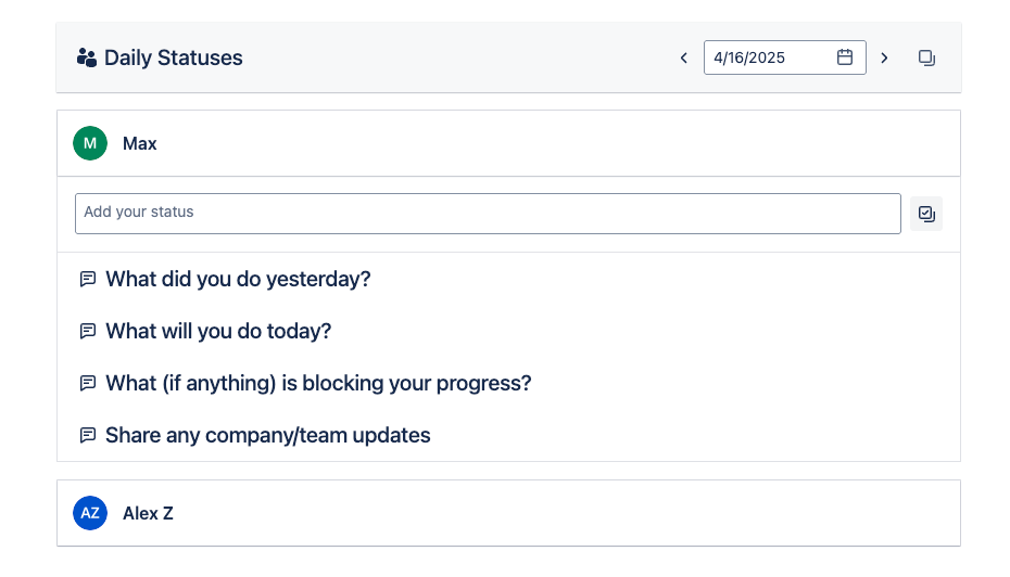 Add daily status updates