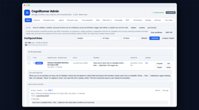 The Rules list filtered to one validator: its plain-English Explain and its execution history, each run with its result and reason. The meter shows 42 of 500 rules in use.