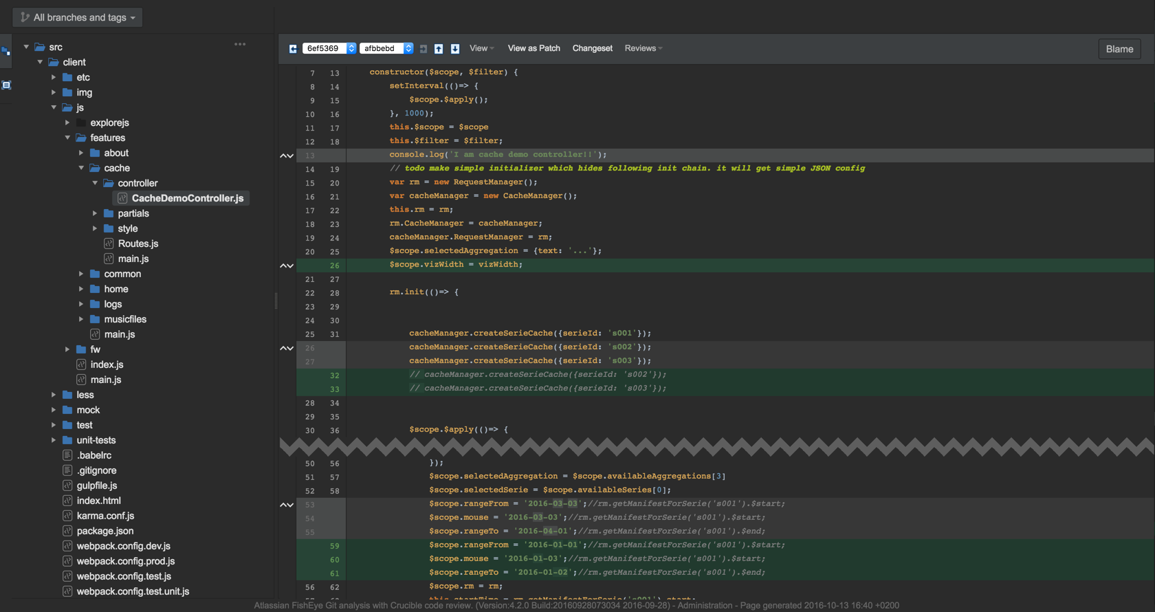 Dark theme on file diff view.