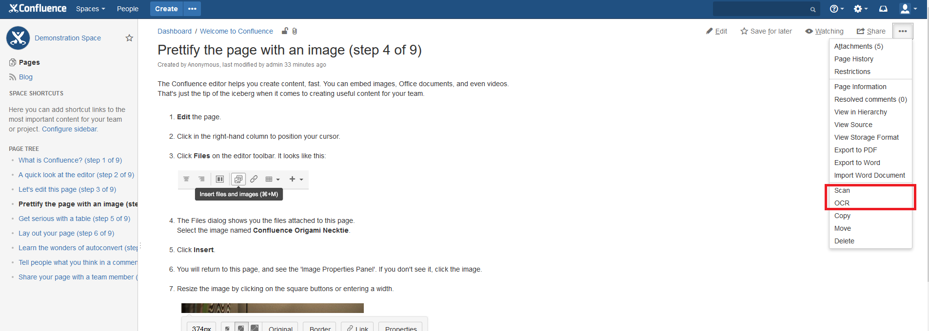 Scan and OCR options