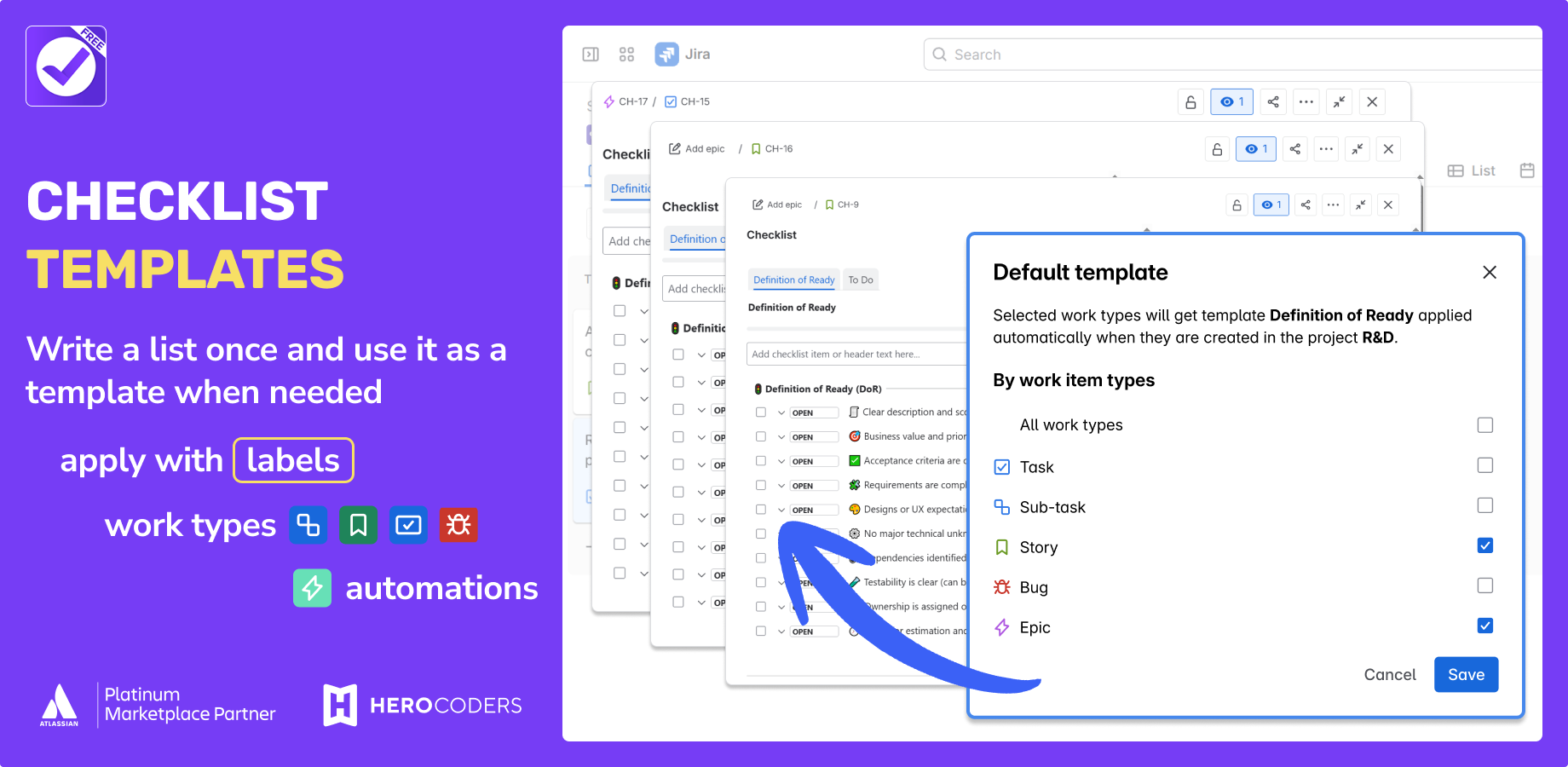 Save existing lists as template and have them applied automatically wherever you need them to achieve consistency.