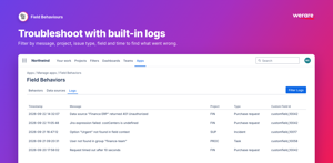 Built-in logs capture failed API calls, Jira expression errors and missing options or users. Filter by message, project, issue type, field and time to find and fix broken rules fast.
