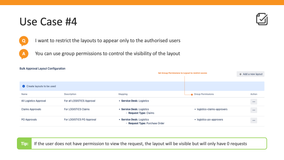 Use group permissions to control the visibility of the layout