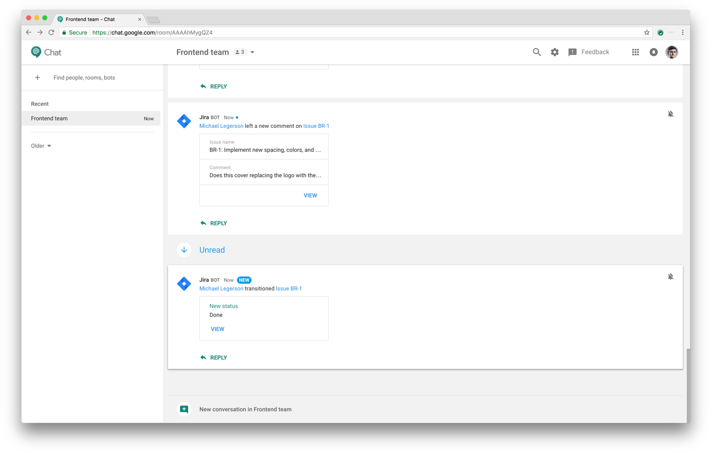 Comments & status changes