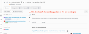 Link UserVoice features and suggestions to Jira issues and epics
