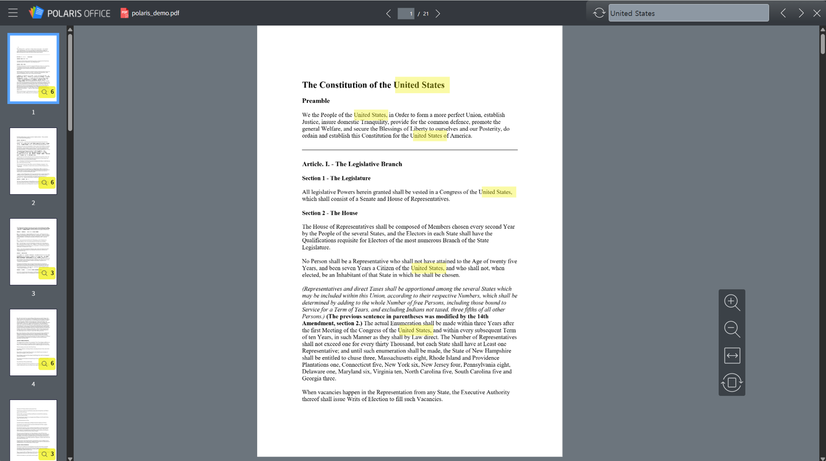 Polaris HWP Viewer UI, full search function