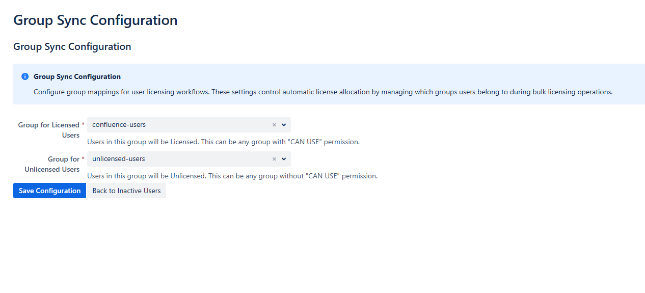 Group Configuration for managing Users