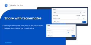 Share your Jira calendar with your team or any group. Simple access settings, quick permissions and one click sharing for seamless coordination.