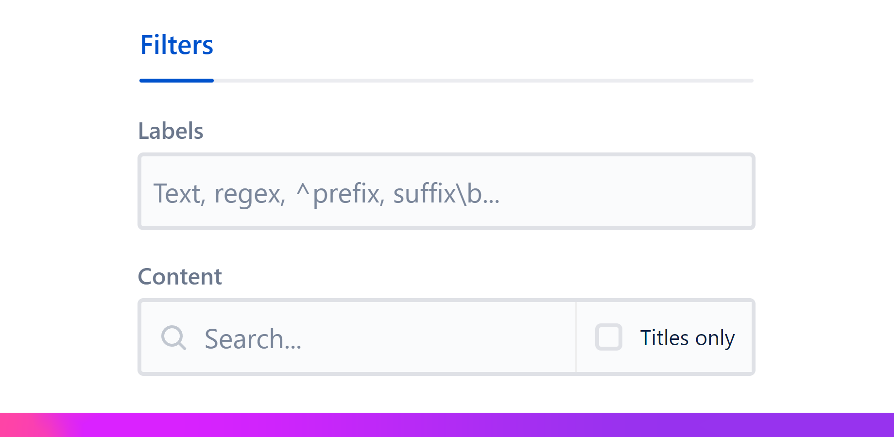 Filter by search term, spaces, labels and more!