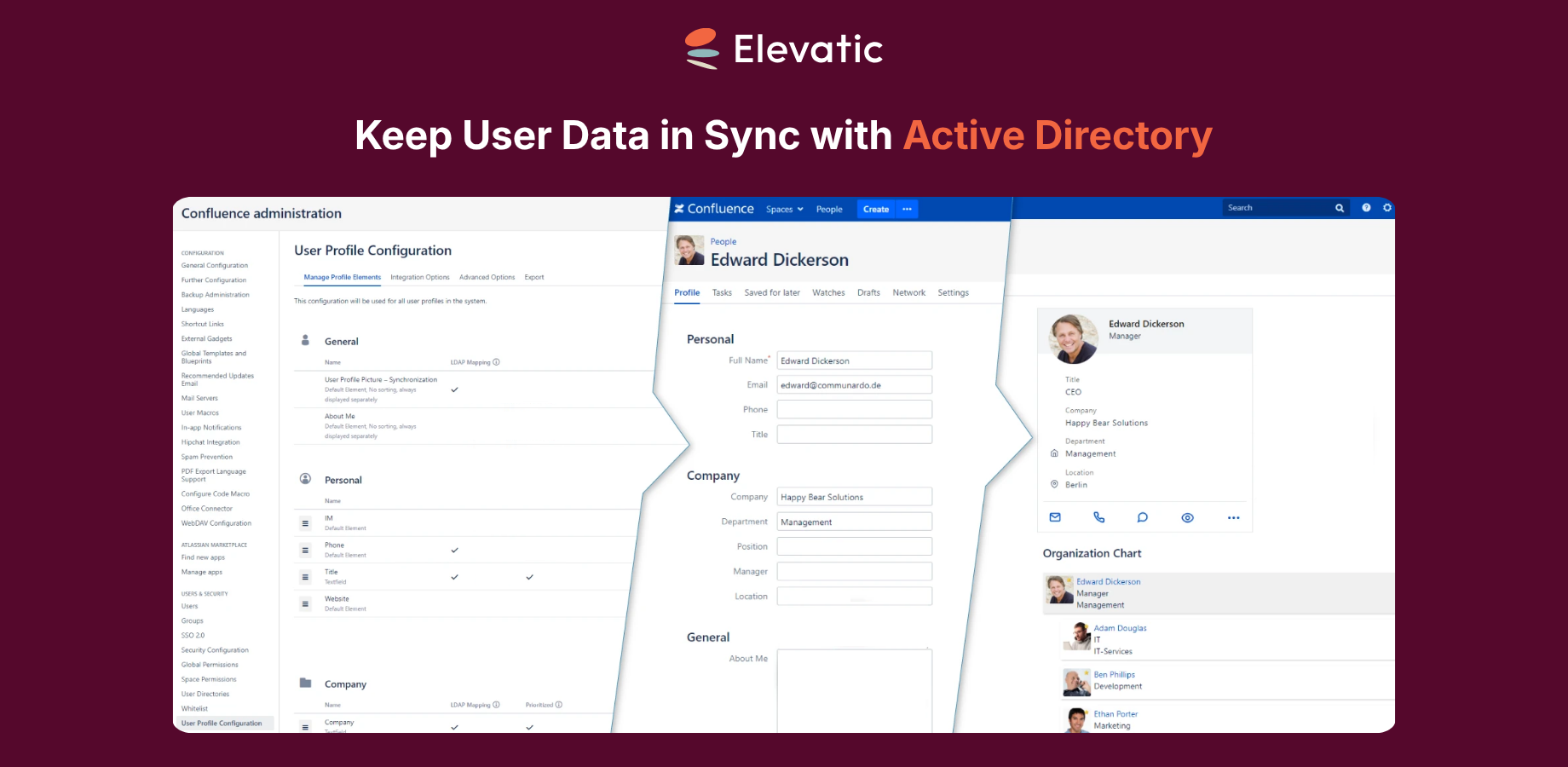 Synchronize profile pictures, contact information, and other key data with user directories.