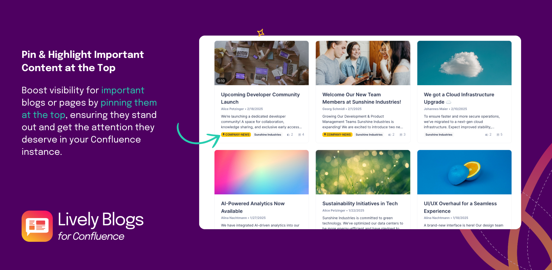 📌 Tailor your news feed and blog layouts in Confluence Cloud for a personalized, collaborative experience. Choose your preferred layout and pin the essential updates to the top.